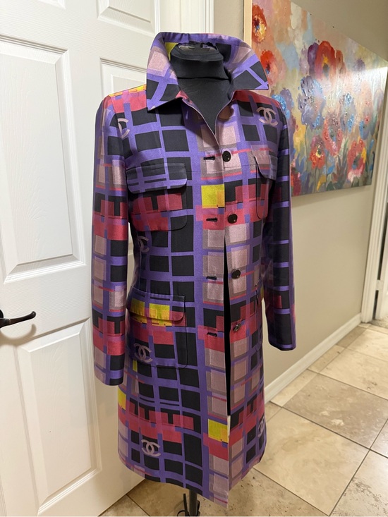 CHANEL Jackets & Blazers - Chic CHANEL Silk Geometric Trench Coat